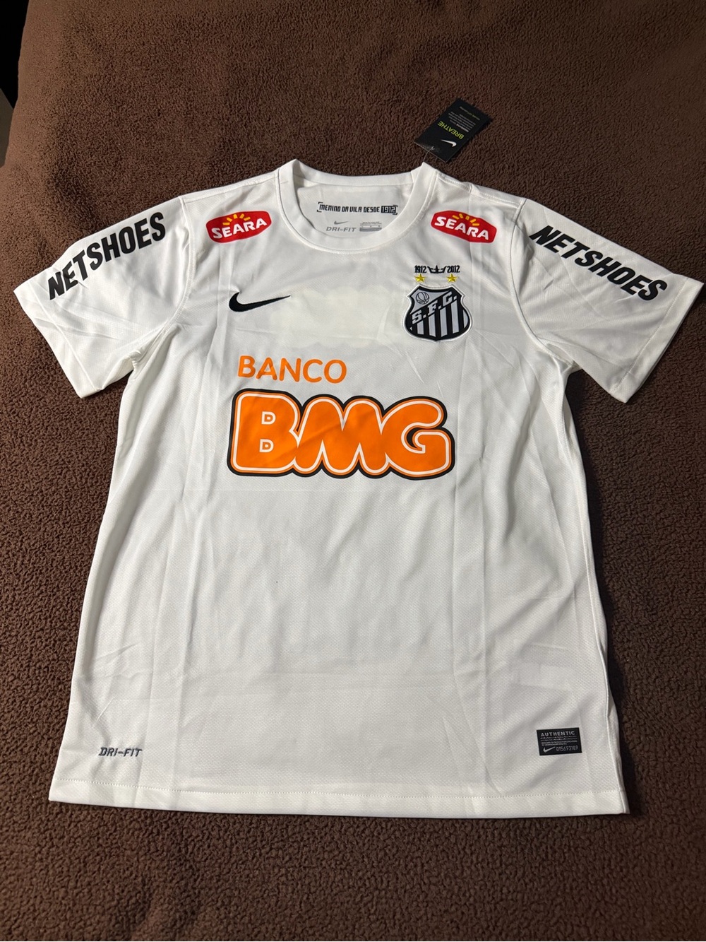 Nike White Santos FC Short-Sleeve Soccer Jersey